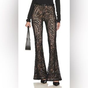 L'AGENCE Honor Flared Sequins Pant in Black size 2